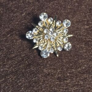 Vintage-style Gold and Silver Crystal Brooch